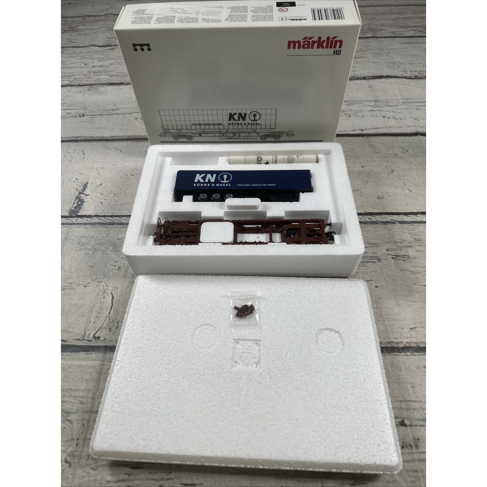Märklin 47443 H0 DB Kühne & Nagel Pocket Flat Car Semi Trailer NEW BOX